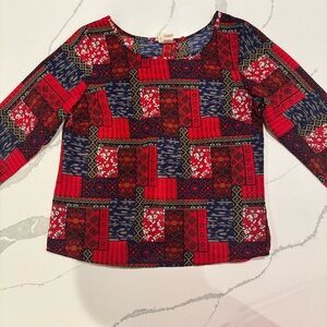 Japna Colorful Patchwork Long Sleeve Top With Open Back